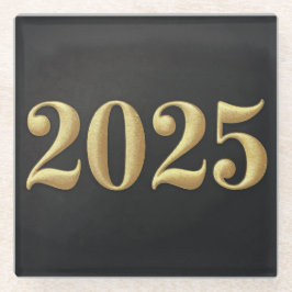 金フェイク箔2025年ブラックコースター ガラスコースター