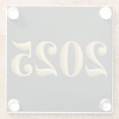 金フェイク箔2025年ブラックコースター ガラスコースター (裏面)