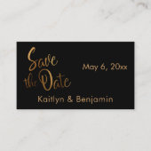 金フェイク箔、の結婚詳細日付カードを保存 名刺 (正面)