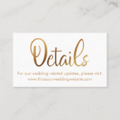 金フェイク箔、の結婚詳細日付カードを保存 名刺 (裏面)