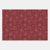 金フェイク箔XmasTree装飾パターンカラー ラッピングペーパーシート (正面3)