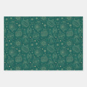 金フェイク箔XmasTree装飾パターンカラー ラッピングペーパーシート (正面2)