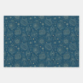 金フェイク箔XmasTree装飾パターンカラー ラッピングペーパーシート (正面)