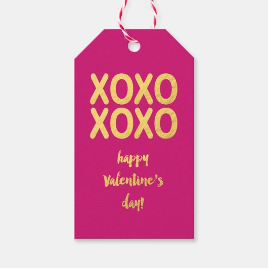 金フェイク箔Xoxo |バレンタインデーのギフトラベル ギフトタグ (正面)