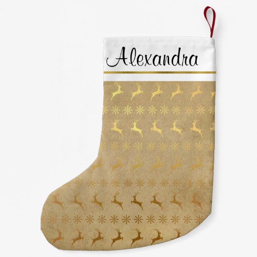 金フェイク素朴箔クリスマスオーナメントモノグラム スモールクリスマスストッキング (裏面)