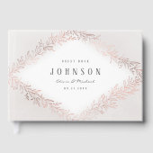 金フェイク金バラ金ゴールド植物優雅な結婚式 ゲストブック (正面)