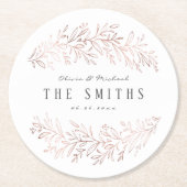 金フェイク金バラ金ゴールド植物優雅な結婚式 ラウンドペーパーコースター (正面)