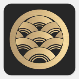 金フェイク金波東洋日本の家紋 スクエアシール