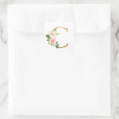 金フェミニンフェイク箔フローラレターCモノグラム スクエアシール (バッグ)