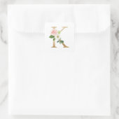 金フェミニンフェイク箔フローラレターKモノグラム スクエアシール (バッグ)