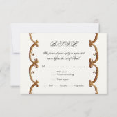 金フランス人の渦巻RSVPの応答第50記念日 出欠カード (正面)