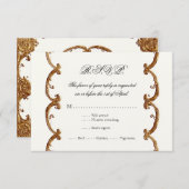 金フランス人の渦巻RSVPの応答第50記念日 出欠カード (正面/裏面)