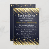 金フレームエレガントなビジネス夕食 招待状 (正面/裏面)