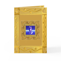 金フレームカードの青のバラ