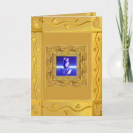 金フレームカードの青のバラ カード