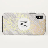 金フローラ茶色の模様モノグラム Case-Mate iPhoneケース (裏面(横))