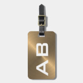 金ブラシをかけられた金属モノグラムのイニシャル ラゲッジタグ (正面縦)