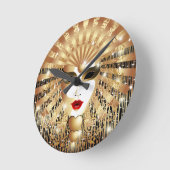 金ベニスのカーニバルのパーティーのマスク ラウンド壁時計 (傾斜)