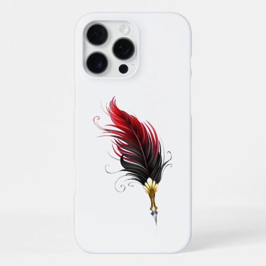 金ペン先の赤いフェザーペン iPhoneケース (裏面)