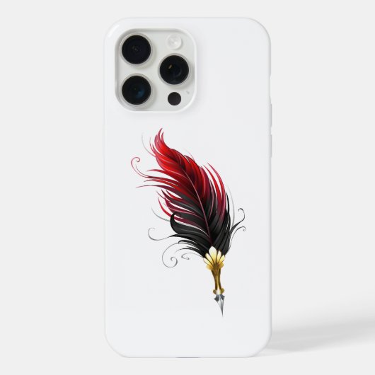 金ペン先の赤い羽ペン iPhoneケース (裏面)