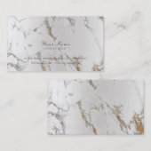 金ミニマルのストローク銀金属大理石グレー 名刺 (正面/裏面)