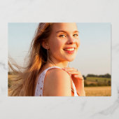 金ミニマル実在箔フレーム写真卒業 箔招待状 (裏面)