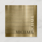 金ミニマル属ストライプ金ゴールドID792 スクエア名刺 (正面)