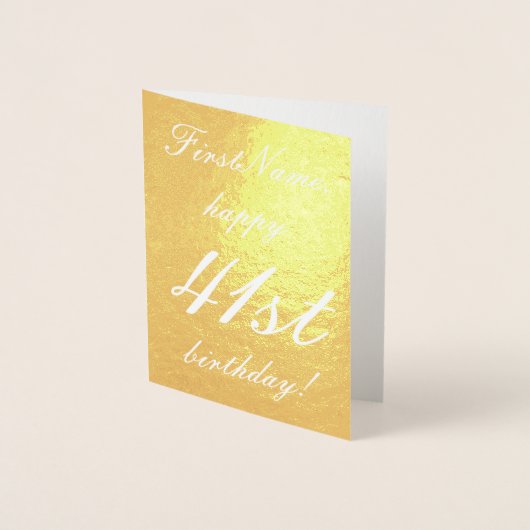 金ミニマル箔41番目の誕生日グリーティングカード 箔カード (正面)