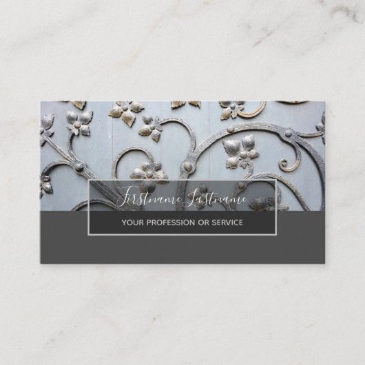 金ミニマル金具木灰長方形 名刺 (正面)