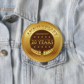 金メダル20年の記念日のお祝いの 缶バッジ (インサイチュ)