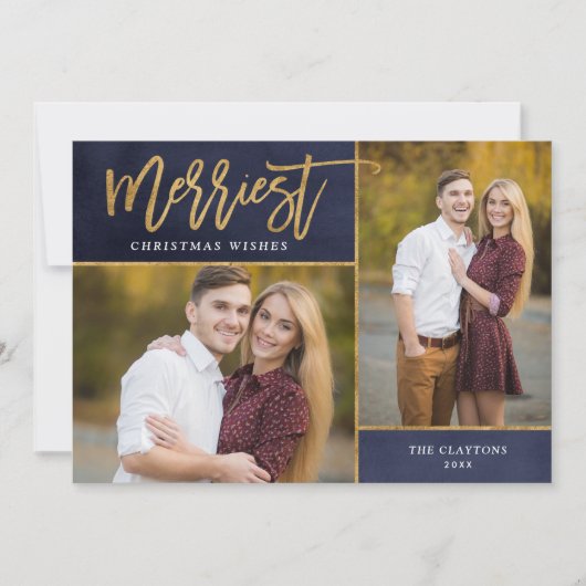 金メリーフェイク箔2写真クリスマス シーズンカード (正面)