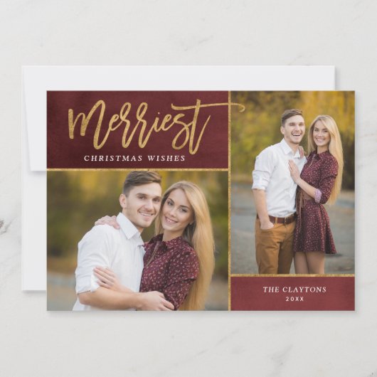 金メリーフェイク箔2写真クリスマス シーズンカード (正面)