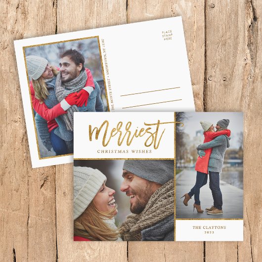 金メリーフェイク箔3枚フォト シーズンポストカード