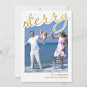 金メリー箔フェイクレトロスクリプトクリスマスフォト シーズンカード (正面)