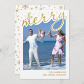 金メリー箔フェイクレトロスクリプトクリスマスフォト シーズンカード (正面/裏面)