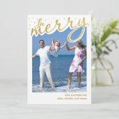 金メリー箔フェイクレトロスクリプトクリスマスフォト シーズンカード (スタンド正面)