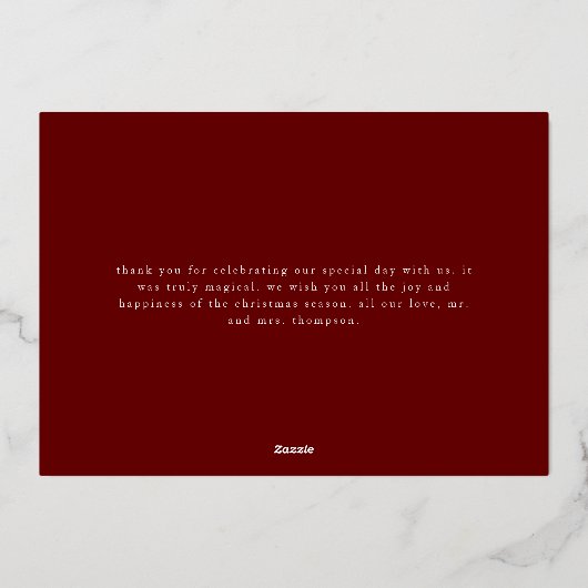 金メリー箔結婚したの新婚クリスマス 箔シーズンカード (裏面)