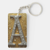 金モザイクの背景に宝石で装飾された文字A キーホルダー (裏面)