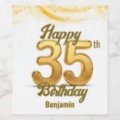 金モダンきらめく金35誕生祝い ワインラベル (シングルラベル)