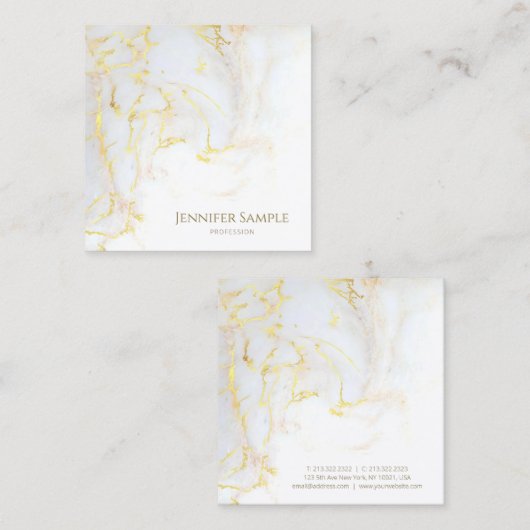 金モダンでエレガントな金ゴールドの大理石の贅沢なテンプレート スクエア名刺 (正面/裏面)