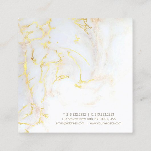 金モダンでエレガントな金ゴールドの大理石の贅沢なテンプレート スクエア名刺 (裏面)