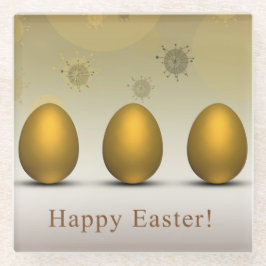 金モダンのイースターエッグ ガラスコースター