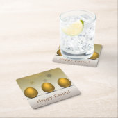 金モダンのイースターエッグ スクエアペーパーコースター (インサイチュ)