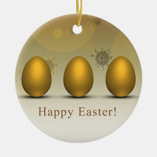 金モダンのイースターエッグ セラミックオーナメント (正面)