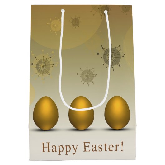 金モダンのイースターエッグ ミディアムペーパーバッグ (裏面)