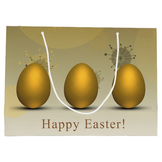 金モダンのイースターエッグ ラージペーパーバッグ (裏面)