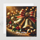 金モダンのクリスマスの鐘と装飾 シーズンカード (正面/裏面)