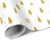 金モダンのクリスマスツリー ラッピングペーパー (ロールコーナー)