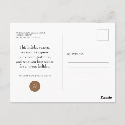 金モダンのクリスマスベル | 季節の挨拶 ポストカード (裏面)