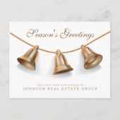 金モダンのクリスマスベル | 季節の挨拶 ポストカード (正面)